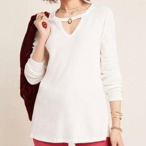 Anthropologie t.la Nadia Waffle Cut-Out Tunic Ivory